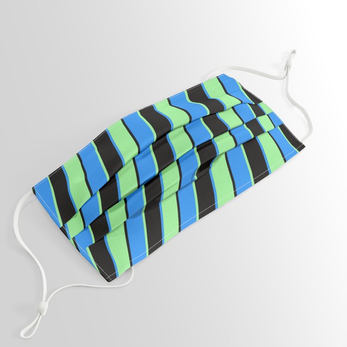 Black, Blue, and Green Colored Striped Pattern Face Mask