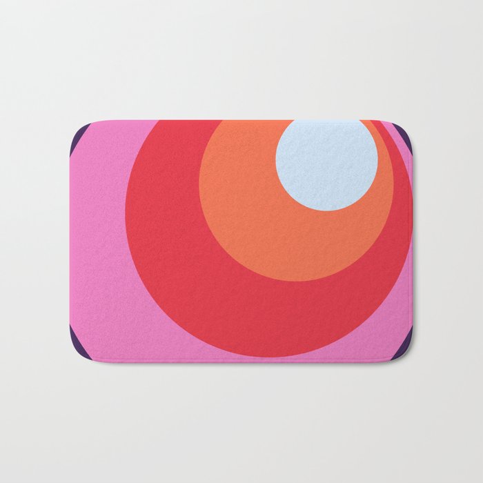 Xihe - Classic Colorful Pink Purple Abstract Minimal Retro 70s Style Dots Design Bath Mat