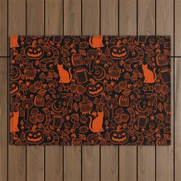 October Pattern- Orange & Black Outdoor Rug