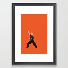Kung Fu Steve 3 | Digital Art Framed Art Print | Orange, Retro, Fight, Movement, Martial Arts, Kung Fu, Silhouette, Kungfu, Photo, Bold 
