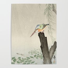 Kingfisher Hunting - Japanese Vintage Woodblock Print Art Poster