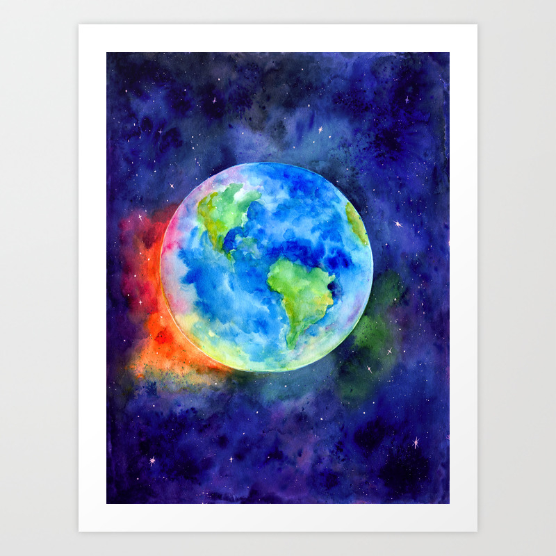 Watercolor Painting Of Earth Art Print By Corner Croft Art Society6 Watercolor Painting Of Earth Art Print By Corner Croft Art Society6