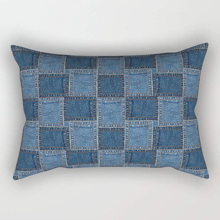 Denim Patch Rectangular Pillow