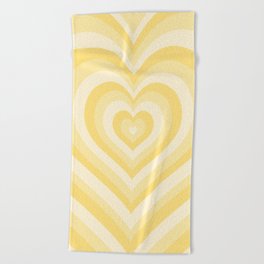 pastel yellow heart pattern Beach Towel
