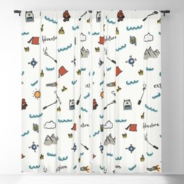 Adventure Pattern | Camping Pattern | Hiking Pattern | Hand Drawn Outdoors Pattern Blackout Curtain