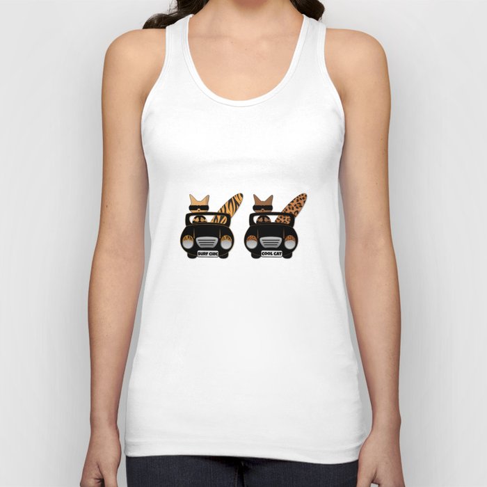 Trendy Wild Cats go Surfing in their Open Top Retro Sports Cars Tank Top
