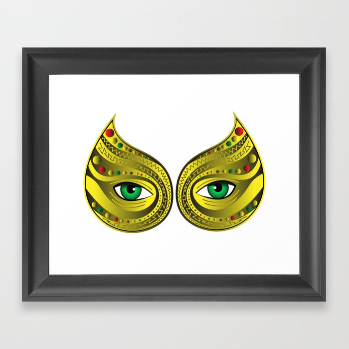 Gold Mask Green Eyes Framed Art Print