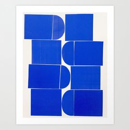 Blue Abstract Geometric Shapes Art Art Print