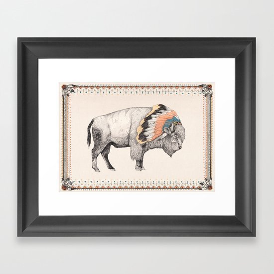 White Bison Framed Art Print