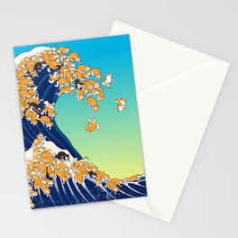 Shiba Inu in Great Wave Stationery Card