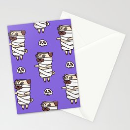 Halloween Pattern Dog Pug Mummy Costume Stationery Card