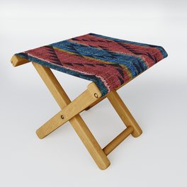Tribal Pattern on Rustic Coarse Weave Look Colorful Stripes Folding Stool