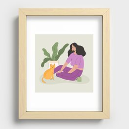 A Lady & her Cat Recessed Framed Print