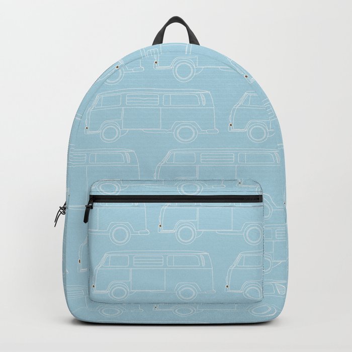 All Blue Retro Camper Van Pattern Backpack