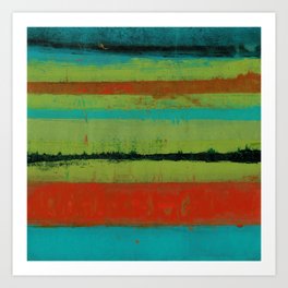 Lagooned - Textured Stripes Abstract Art Print