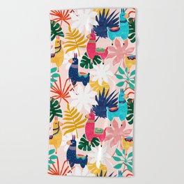 Keep Being Llamazing #illustration #pattern Beach Towel