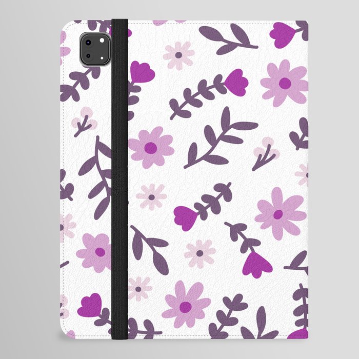Purple Flower Pattern (purple/white) iPad Folio Case