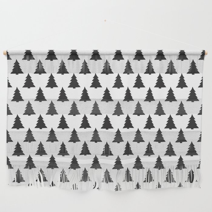 Black and White Christmas Pattern 12 Wall Hanging