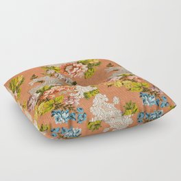 Antique French Floral Silk Weave Floor Pillow