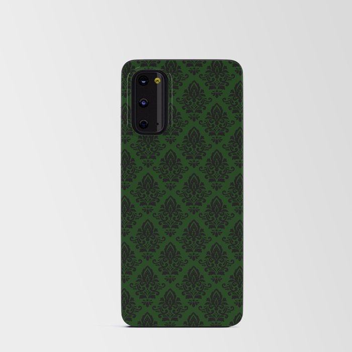 Black damask pattern Green Android Card Case