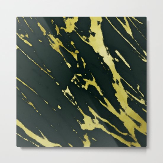 Gold Black Marble Metal Print