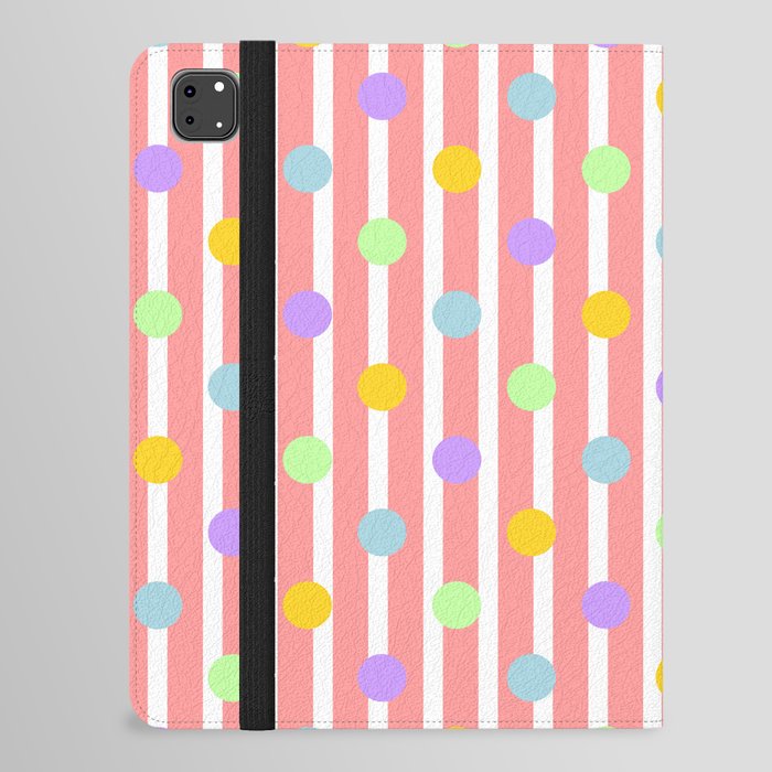 Pastel Dots and Stripes - coral iPad Folio Case