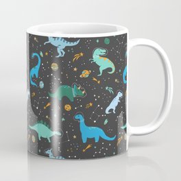 Dinosaurs in Space in Blue Coffee Mug