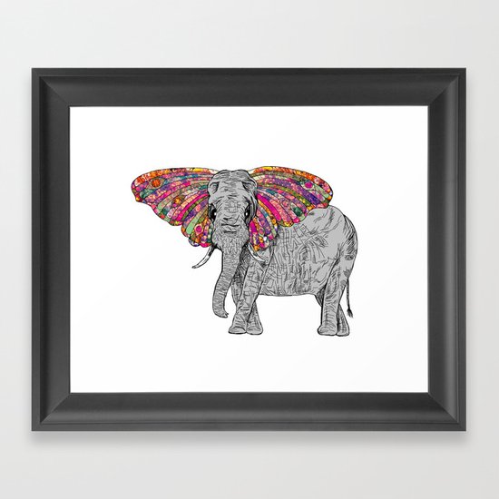 Bella The Happy Butterphant Framed Art Print