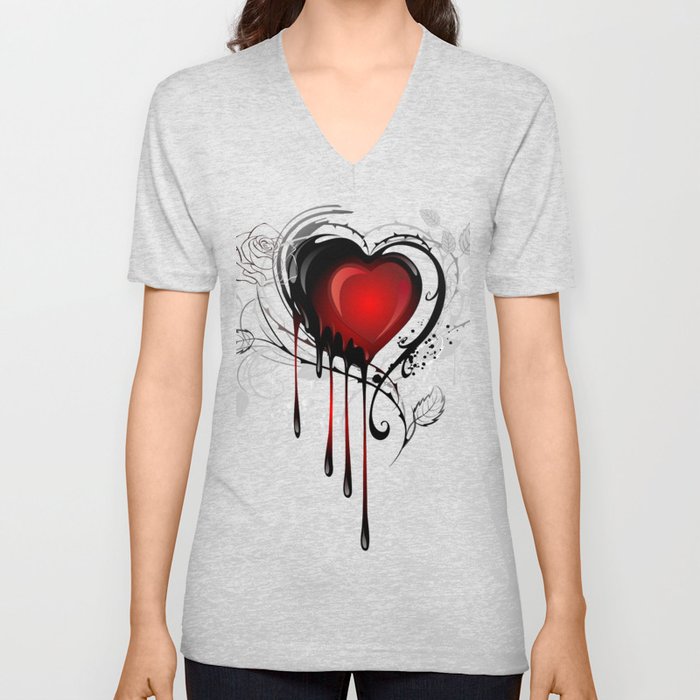 Bleeding Heart V Neck T Shirt