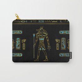 Anubis Egyptian  Gold and blue stained glass Carry-All Pouch