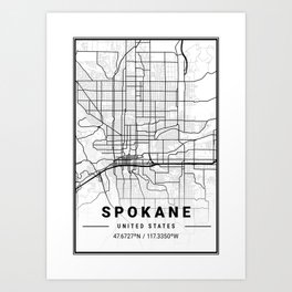 Spokane Light City Map Art Print