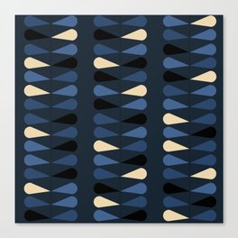 Blue mid century atomic 1950s leaf pattern Canvas Print