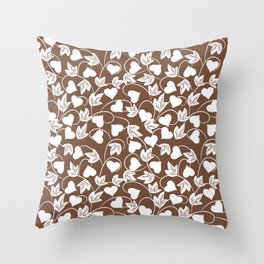 Heart Flower Pattern - Toffee - Pantone Color Throw Pillow