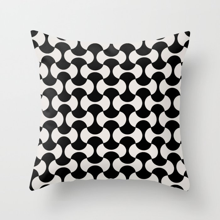 Black and white mid century atomic 50s geometric shapes Throw Pillow
