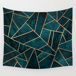 Deep Teal Stone Wall Tapestry