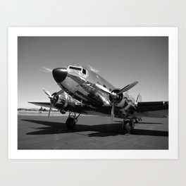 Douglas DC-3 Dakota Chrome Art Deco Airplane black and white photograph / art photography by Brian Burger Art Print
