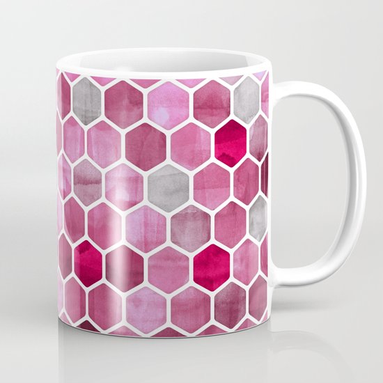 Pink Ink - watercolor hexagon pattern Mug