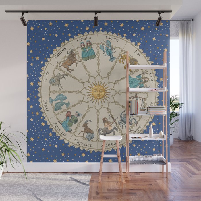 Vintage Astrology Zodiac Wheel Wall Mural by Undaunted.Design Society6