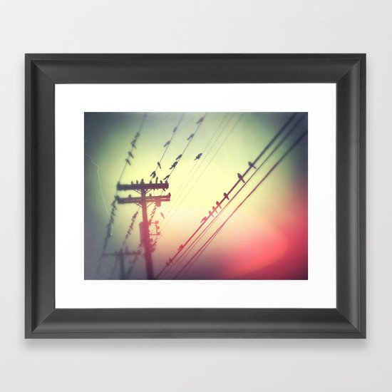 Birds on Wire Framed Art Print