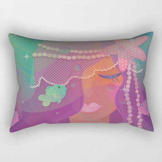 Mermaid II - Bohemian Starfish Hairpiece Rectangular Pillow