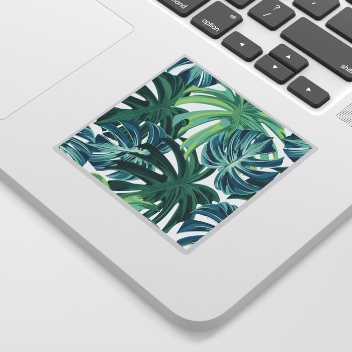 Tropical Monstera Palm Leaves on White Sticker