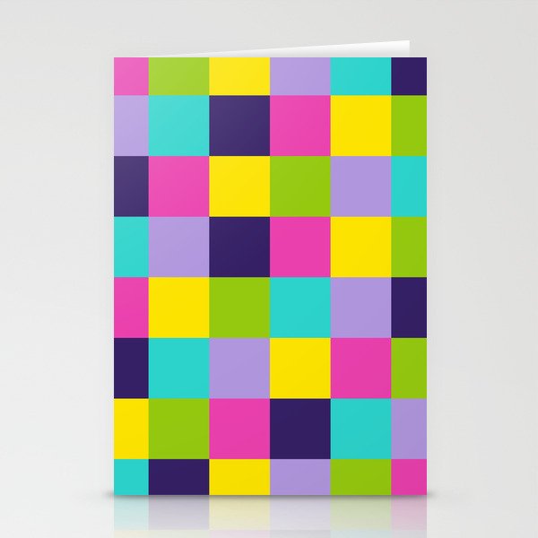 80s Neon Check #1 #decor #art #society6 Stationery Cards