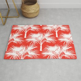 70’s Palm Springs Trees White on Red Area & Throw Rug