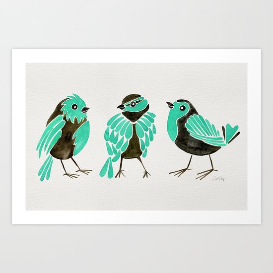 Turquoise Finches Art Print