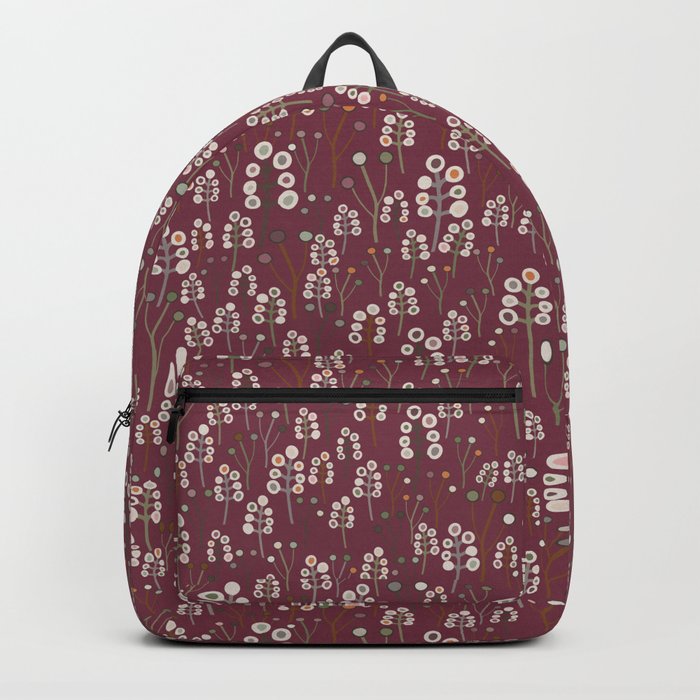 Abstract red winter berries branches pattern Backpack