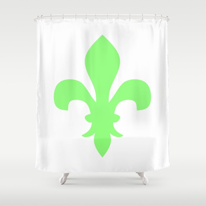 Fleur de Lis (Light Green & White) Shower Curtain