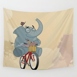 Mr. Elephant & Mr. Mouse 'Bicycle' Wall Tapestry