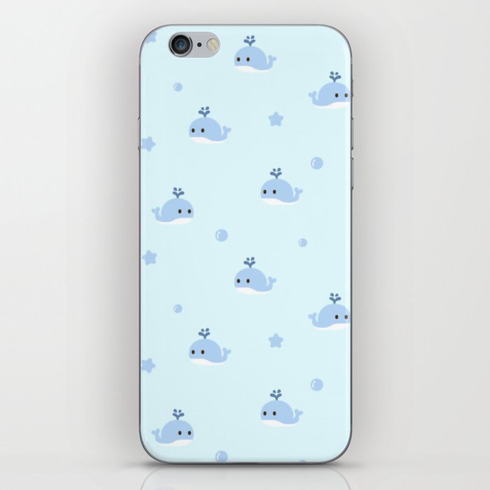 Cute Cartoon Blue Whale Pattern iPhone Skin