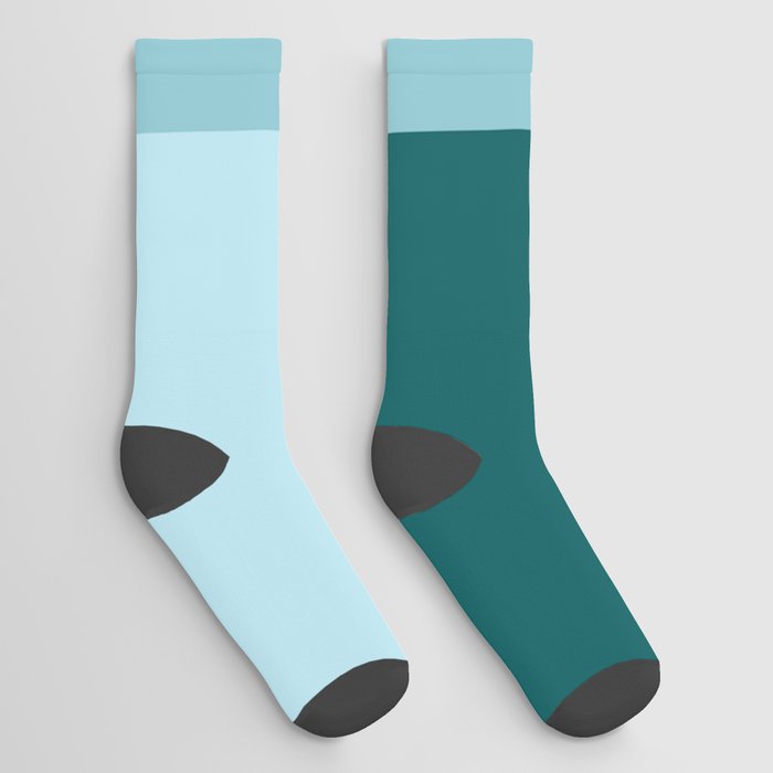 Solid blue green colors pattern palette Socks