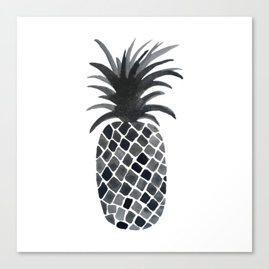 Black and White Pineapple Canvas Print